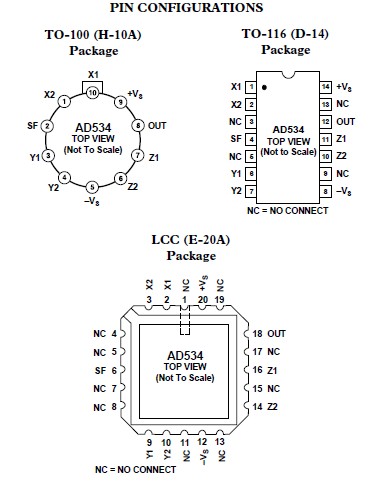 AD534KD pin configuration