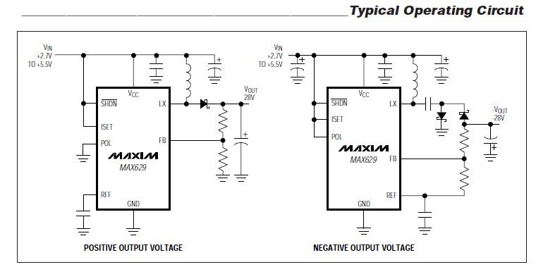 MAX629ESA typical operating circuit