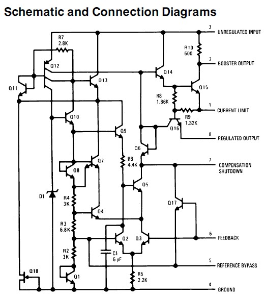 LM205AH Schematic and Connection Diagrams