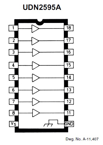 UDN2595A pin diagram