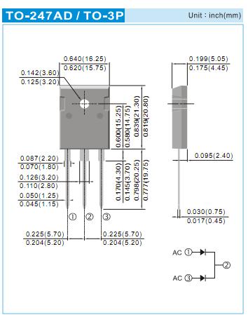 MBR30100PT package dimensions