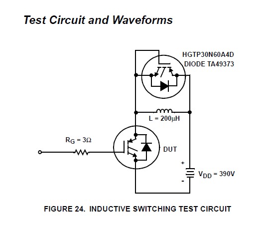 HGTG30N60A4D test circuit and waveforms