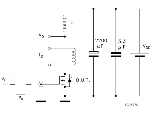 STW6NB100 Unclamped Inductive Load Test Circuit