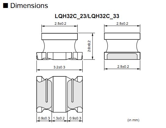 LQH32CN100K33L dimensions