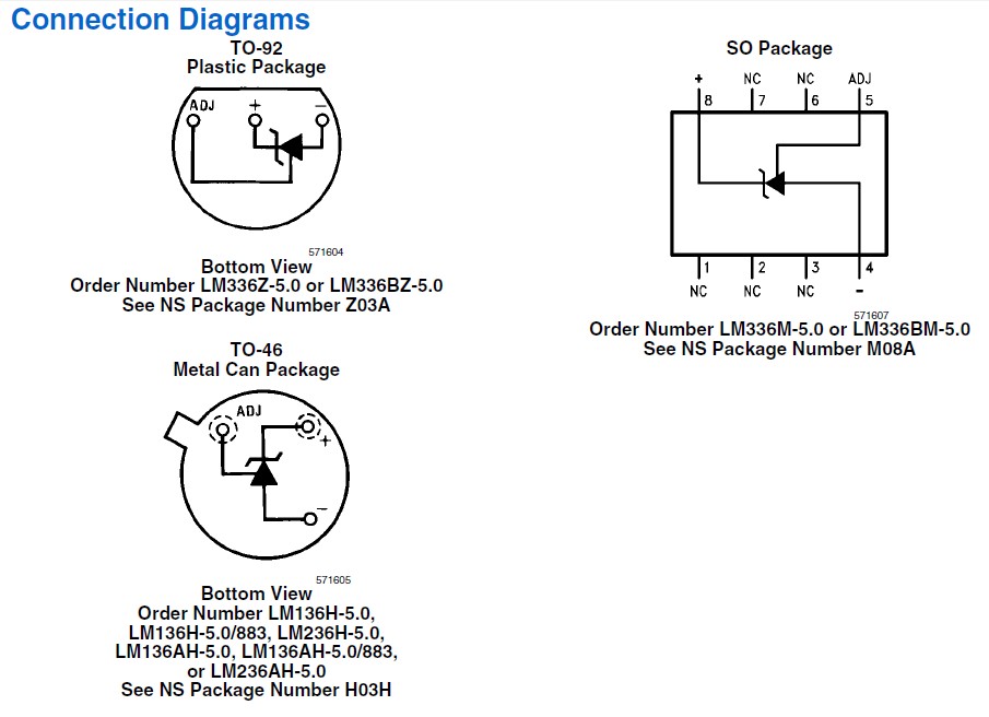 LM336-5.0 Connection Diagrams