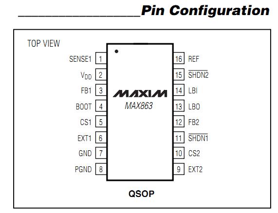 MAX863EEE pin configuration