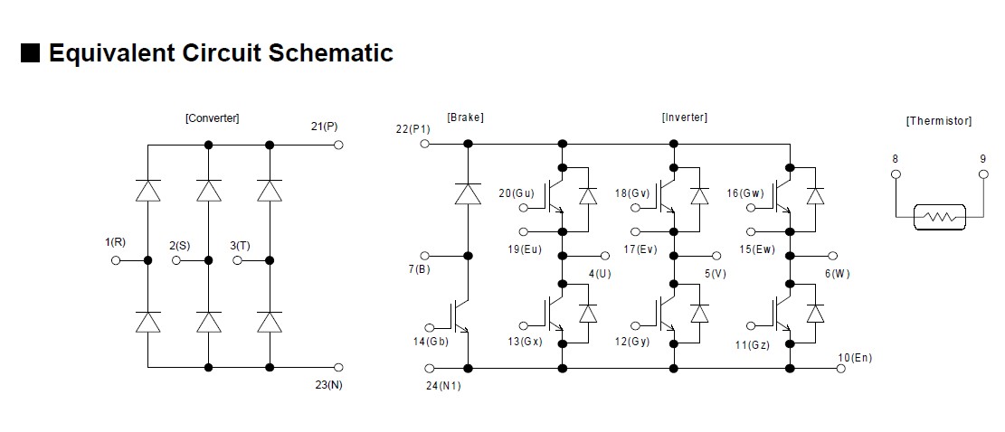7MBR50SB120 Equivalent Circuit Schematic