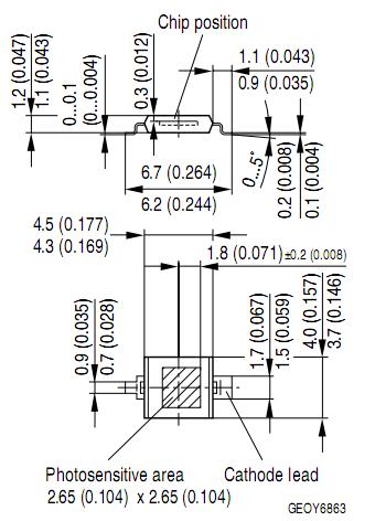 BPW34S package dimensions