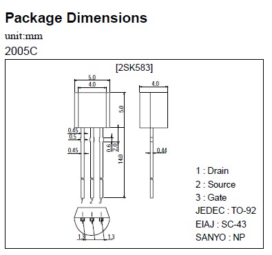 2SK583 Package Dimensions