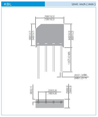 KBL406 package dimensions