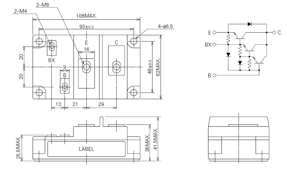 QM300HA-H outline drawing & circuit diagram