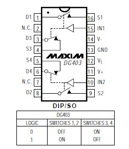 DG403DY Pin Configurations