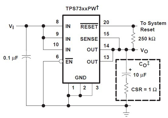 TPS7350QDR Typical Application Configuration