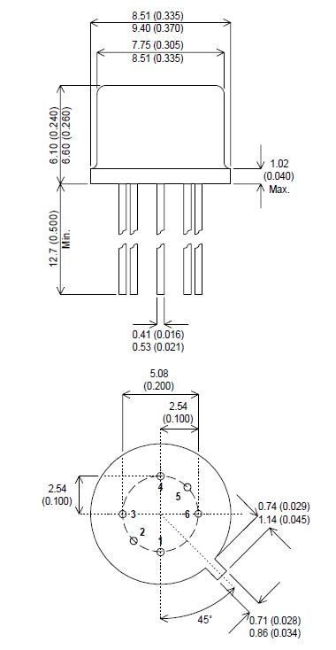 2N2914 Dimensions in mm