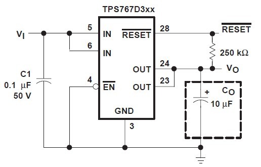 TPS767D301PWPR typical application circuit