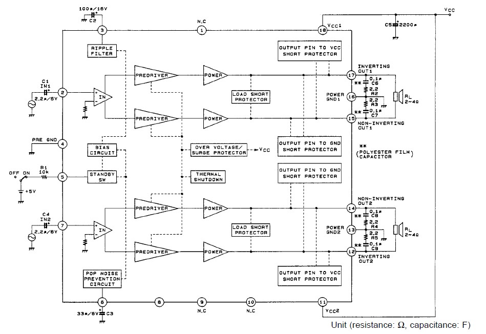 LA4705 Sample Application Circuit