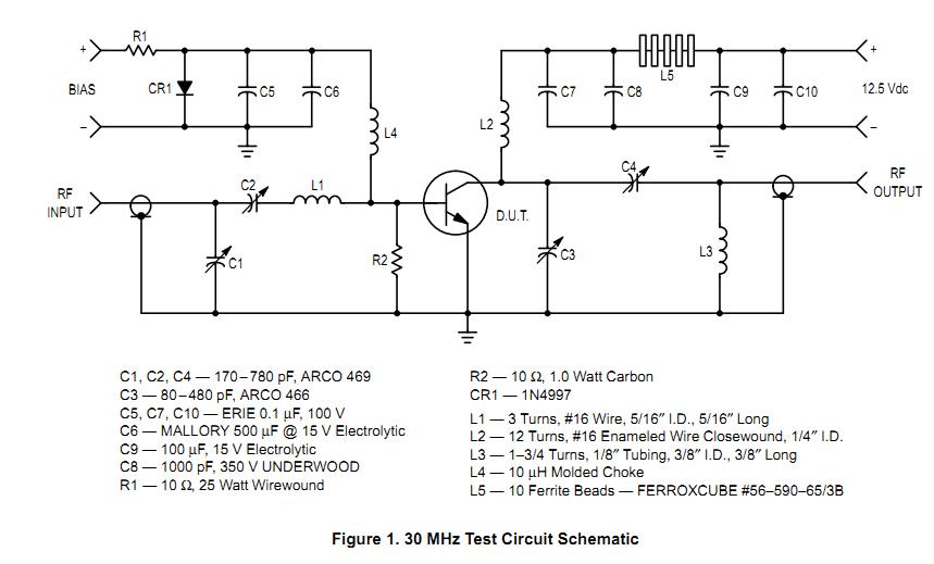MRF421 test circuit schematic