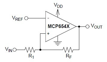 MCP6541T-I/LT NON-INVERTING CIRCUIT