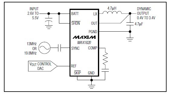 MAX1820ZEBC+T Typical Operating Circuit