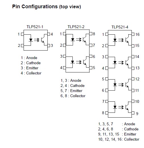 TLP521-2 pin configuration