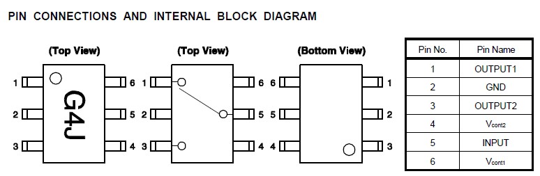 UPG2214TB-E4-A pin connections and internal block diagram