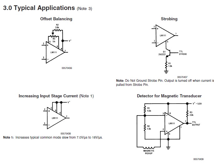 LM211H typical applications circuit