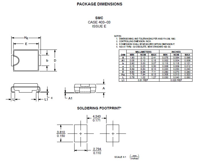 MBRS3100T3G package dimentions