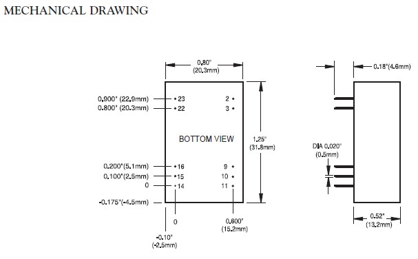 BWS4805 mechanical drawing