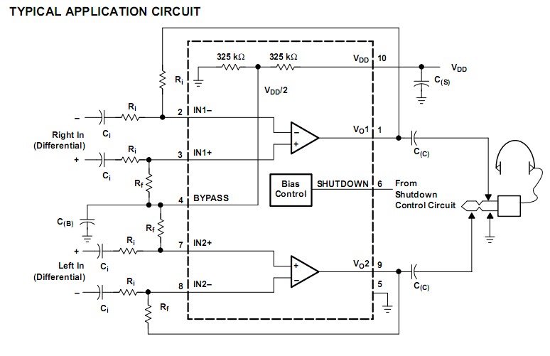 TPA6112A2DGQR typical application circuit