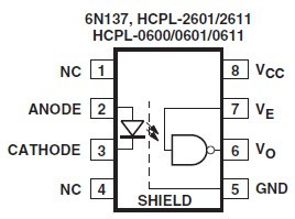 HCPL-0600-500E pin configuration