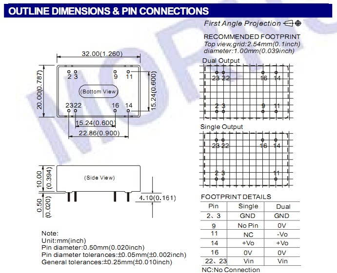 WRB0505ZP-6W outline dimensions