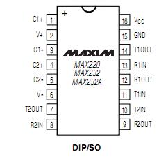 MAX232MJE+ pin configuration