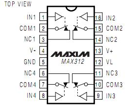 MAX312CPE pin configuration
