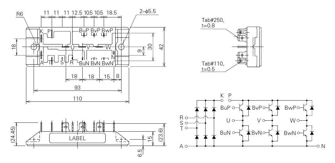 QM20KD-HB outline drawing & circuit diagram
