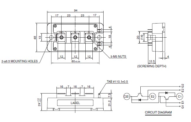 CM100DY-24A outline drawing & circuit diagram