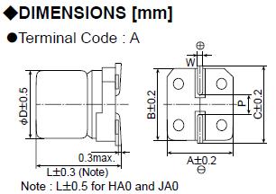 EMZE350ADA221MJA0G dimensions