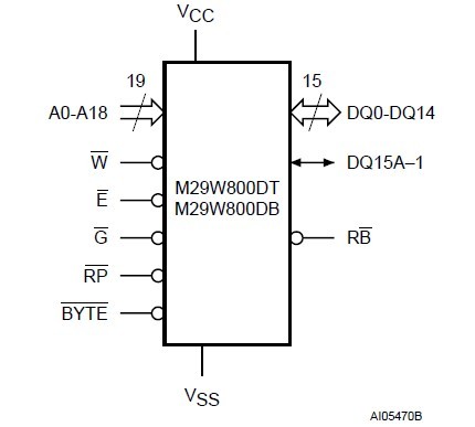 M29W800DT70N6E logic diagram