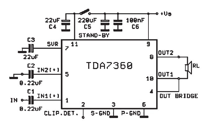 TDA7360 application circuit