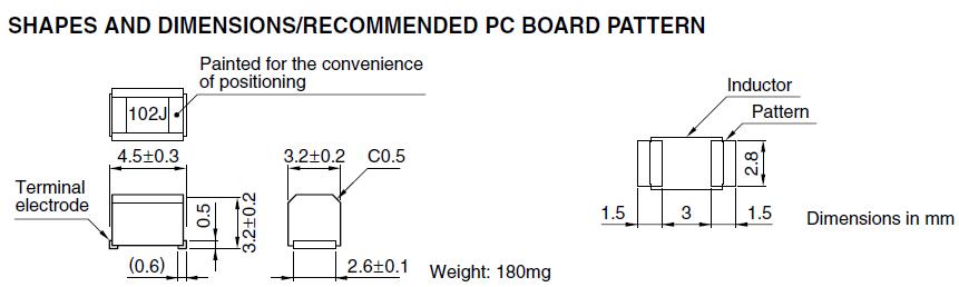 NL453232T-120J-PF shapes and drawing
