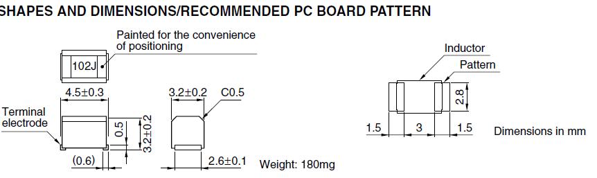 NL453232T-180J-PF shapges and dimensions