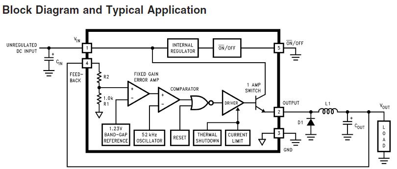LM2575M-12 block diagram and typical application