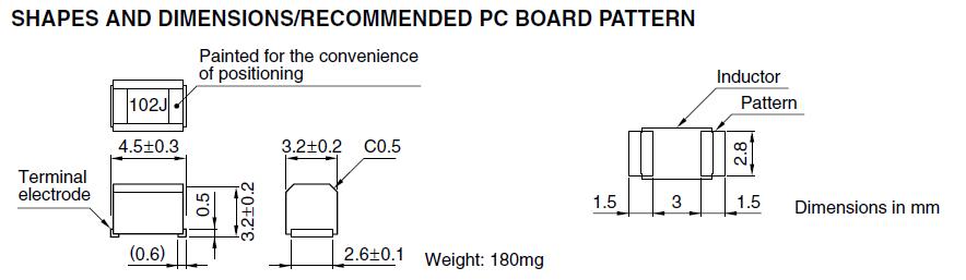 NL453232T-3R3J-PF shapes and dimensions