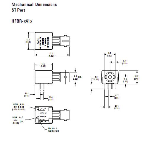 HFBR-1414Z Mechanical Dimensions