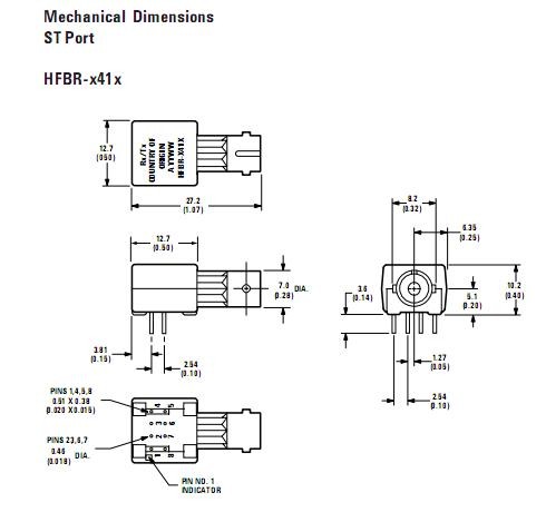 HFBR-1414TZ Mechanical Dimensions