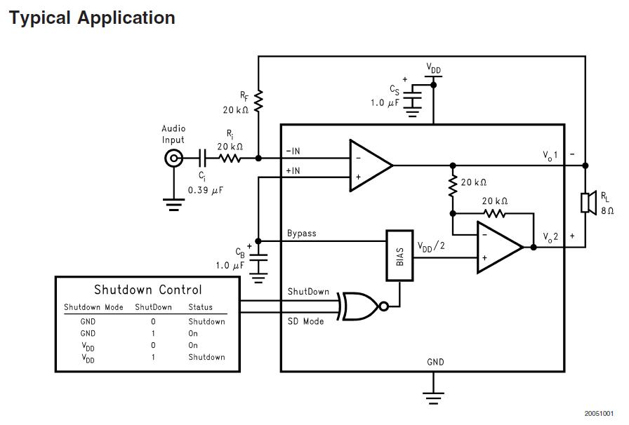 LM4990MMX typical application