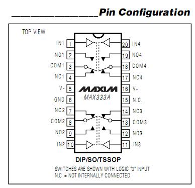 MAX333AEPP Pin Configuration