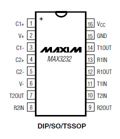 MAX3232CSE+ Pin Configurations