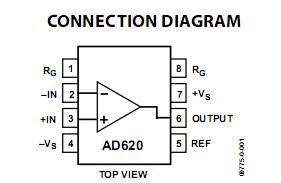 AD620AN connection diagram