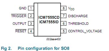 ICM7555CD pin configuration