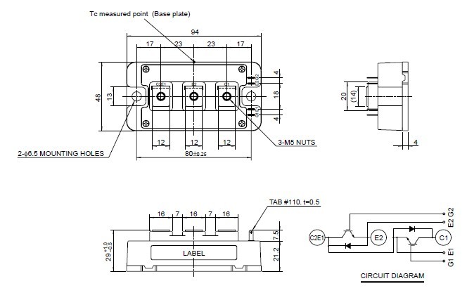 CM300DY-12NF outline drawing & circuit diagram